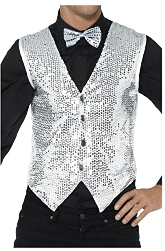 Smiffys Pailletten-Weste, Silber