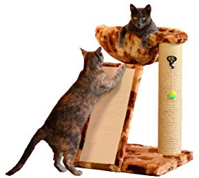 CLEVERCAT Kratzbaum Mara, klein Aber fein. Mit kuscheliger Kuschelhalbschale und zusätzlichem Kratzbrett für die Krallenpflege Ihres Stubentigers (5350)