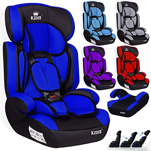 KIDIZ® Autokindersitz Kinderautositz Gruppe 1+2+3 9-36 kg 5-Punkt-Sicherheitsgurt, Autositz, Kindersitz, Einstellbare Kopfstütze, Mitwachsende Sitzerhöhung 1-12 Jahre, Stabil und Sicher