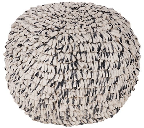 Urban Shop Pouf aus Wolle, Wirbelmuster, Schwarz/Weiß
