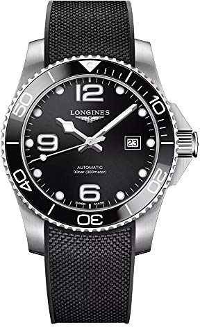 Longines Herren Taucheruhr, Automatik, 41 mm, Silbernes Edelstahlgehäuse, Schwarzes Ziffernblatt, Saphirglas, Wasserdicht bis 300 m, Faltschließe, L3.781.4.56.9