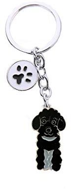 Porte-clés en forme de chien - 10 cm - En métal - Pour anniversaire - Motif caniche noir