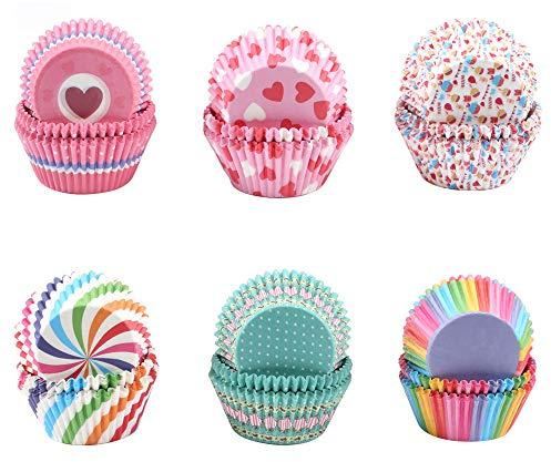 HO2NLE 600 Stück Mini Muffins Papierförmchen Papier Muffinförmchen Cupcake Förmchen für Muffins Dessert Hochzeit Geburtstag 3 x 4.8 x 7cm, Bunt