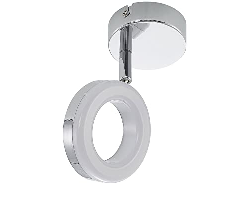 ELC LED Wandlampe, schwenkbar & drehbar, 1 flammig, 230 V, inkl. LED Leuchtmittel A+, Wandleuchte innen, Deckenspot warmweiss, Metall chrom, LED Spot Strahler (1x400lm je 4 W)