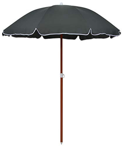 Festnight Parasol de Plage Parasol de Jardin Parasol avec Mât en Acier Imperméable et Anti-UV 180 cm Anthracite