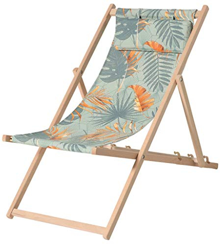 YiYueTrade Madison Strandstuhl Dotan Blau und Orange Holz