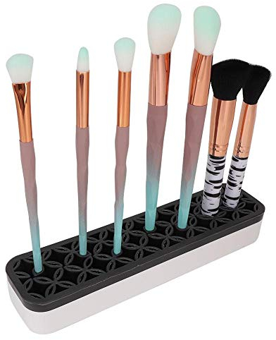 ANGGREK - Supporto per pennelli da trucco, in silicone, multifunzionale, per trucco, per trucco, colore nero