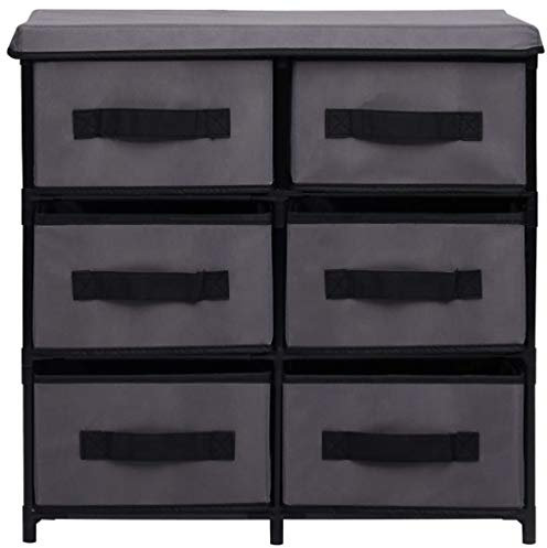 pedkit Schrank mit 6 Schubladen Stoffkommode Kommode Textilschrank Steckregal Schubladenschrank 55×29×55 cm Grau Stahl