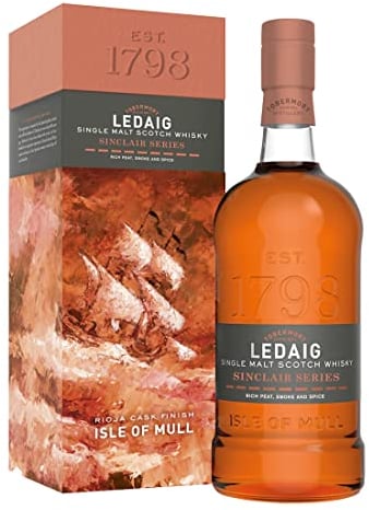 Ledaig Sinclair Series Rioja Cask Finish Single Malt Scotch Whisky, 70cl | 46.3% ABV | Creamy, Peppery and Berried Artisanal Whisky | Hebridean peated Single Malt Whisky
