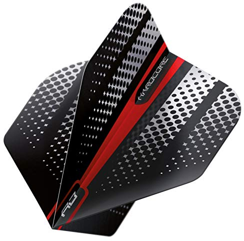RED DRAGON Hardcore Radical Red Flash Dart Flights - 4 Sets Per Pack (12 Dart Flights in total)