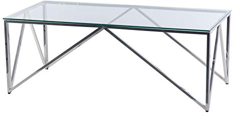 Adda Home Mesa DE Centro, Acero Inoxidable, Plata/Cristal, Grande, 287010