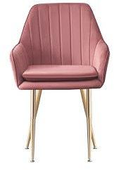 MOF Dining chair Armchair with Armrest & Backrest Upholstered seat with Metal legs T05 (PINK)