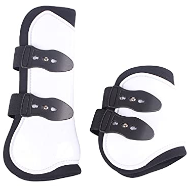 QHP Gamaschen-Set vorne und hinten 4er Set Polyurethan mit Neoprenfutter (Vollblut, weiß)