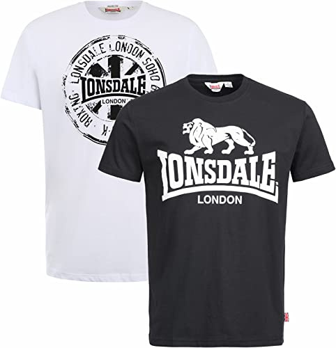 Lonsdale Herren T-Shirt Normale Passform Doppelpack DILDAWN