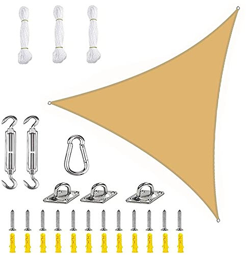 PYapron Sonnensegel Sonnenschutz Dreieck Polyester Windschutz Wetterschutz Wasserabweisend Imprägniert 95% UV Schutz Mit Seilen Und Befestigungs Kit Für Outdoor Garten,#5,6x6x6m