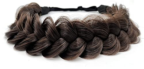 TOECWEGR Extensions Haarband Haarreifen Zopf Geflochten Classic Chunky Wide Plaited Wedding Fluffy Braids Wig Women Girl Beauty Accessory (Kastanienbraun)