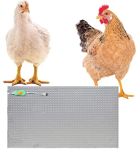 DJLOOKK Coussin Chauffant pour poulailler, Chauffe-Cage extérieur pour Animaux de Compagnie, Panneau Chauffant pour poulailler, Tapis Chauffant pour couveuse,Stainless Steel,90x50cm