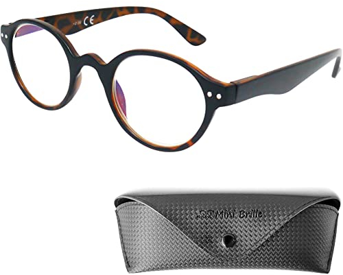 Professor Anti Blaulicht Brille Lesebrille mit Runden ovalen Gläsern, Gratis Etui, Vintage Kunststoff Rahmen (Leopardenmuster), Blaulichtfilter Brille Herren und Damen 1.0 Dioptrien