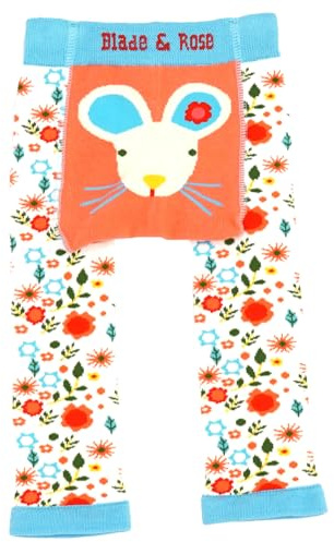 Blade & Rose | Maura The Mouse Leggings | Unisex Clothing for Babies & Toddlers 0-4 Years | Coral/Cream/Light Blue