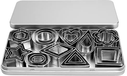 Juego de mini cortadores de galletas, 30 piezas de corazón pequeño, estrella, flor, redondo, cuadrado, hexagonal, ovalado, formas de diamante, cortadores de galletas, cortadores de arcilla polimérica