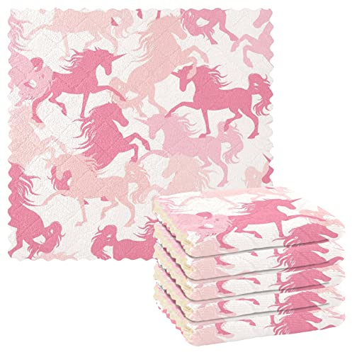 Schwedische Geschirrtücher, weich, saugfähig, Geschirrtücher, Geschirrtücher, Geschirrtücher, Küchentücher, 28 x 28 cm, Rosa, Camouflage, Einhorn, Pferd ARRE219