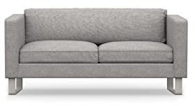 COMFORTLY 2-Sitzer Sofa Schonbezug Ersatz handgefertigt kompatibel mit Lund Hogen Couch (Leinenmischungen – Grau Beige)