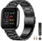 CeMiKa Metal Correa Compatible con Correas Fitbit Versa/Versa 2, Pulseras Ajustables Acero Inoxidable con Doble Cierre Plegable para Versa 2 Correa/Versa Lite Smartwatch, Mujer Hombre, Negro