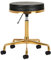 ACTIVESHOP Kosmetikhocker Hocker Schwarz Gold Metall Kunstleder Sitz H4 Höhe 47-60 cm Breite 33 cm Rollhocker Drehhocker Arbeitshocker Kosmetikstuhl Friseurhocker Klassisch Tufted