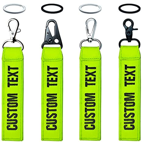 misscase Personalisierte Schlüsselanhänger, Custom embroidery Text Name ID Keychains, Schlüsselanhänger Zubehör geeignet für Herrengeschenk Motorrad Auto Roller (Grass Green)