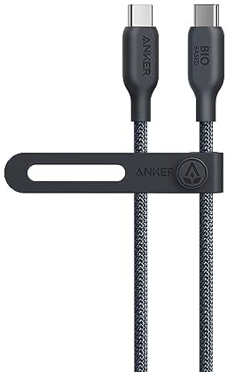 Anker 543 USB C to USB C Cable (240W, 3ft), USB 2.0 Bio-braided Charging Cable for MacBook Pro 2020, iPad Pro 2020, iPad Air 4, Samsung Galaxy S22, and More (Phantom Black)