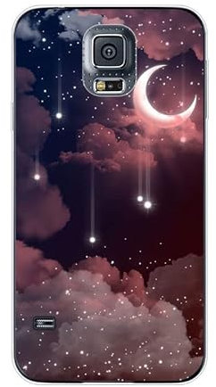 KARTXITAI Hülle Kompatibel mit Samsung Galaxy S5, Stoßfeste Schutzhülle mit Weiche Silikon Bumper Case Handyhülle Anti-Kratzt Transparent Rückseite - Sterne,Mond,Wolken,Himmel