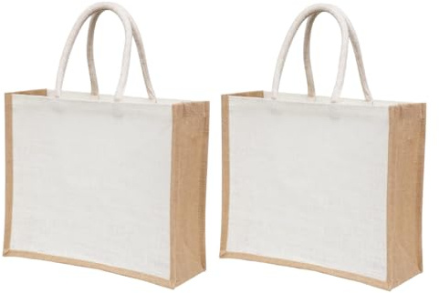 Yogi's Gift Pack of 2 Large Jute Tote Bags with Handles, Burlap Gift Bags