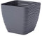 Acan Tradineur - Maceta Cuadrada con Plato - Diseño Sahara (15 cm) - Fabricado en plástico - Ideal para jardín Exterior, terraza o balcón - Color Antracita