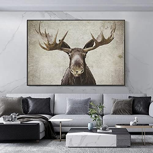 HTWLMM Leinwandbilder Schwarz Weiß Elch Wald Landschaft Poster Wandkunst Gemälde Kunstdruck Für Schlafzimmer Wohnzimmer Wohnung Dekor Kein Rahmen (20X30CM)