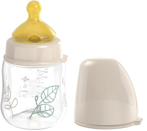 nip – Weithalsflasche | Babyflasche mit Ventil für optimalen Lufteinstrom und zwei Naturkautschuk-Trinksauger. Stillfreundliche Babyflasche aus robustem Material | Gr. S, 150ml, Beige