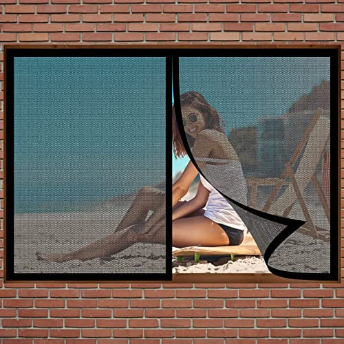 Zanzariere A Calamita Per Finestre 90 x 55 cm Telaio Magnetico Per Finestra Installare Senza Fori Zanzariera Finestra Magnetica Zanzariera Porta Finestra, Nero