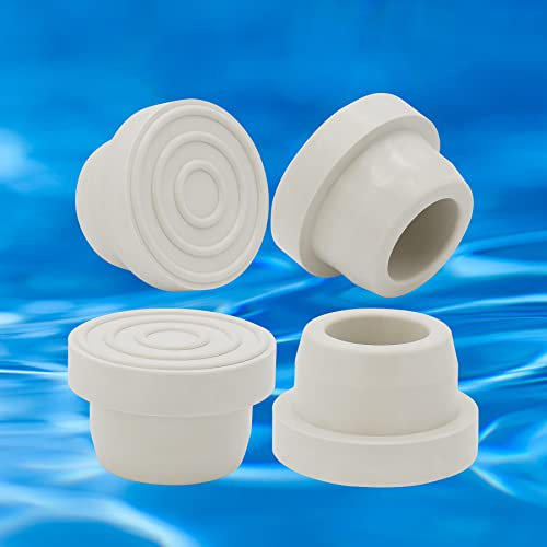 Powswopx Lot de 4 butoirs d'échelle de piscine creusée – Bouchons d'extrémité en caoutchouc blancs pour échelle de piscine intérieure de 4,8 cm de diamètre intérieur pour protéger la doublure de