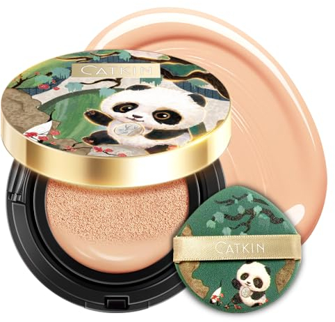 CATKIN Full Coverage Cushion Foundation, Flüssige Foundation in Kompakt, Atmungsaktive, Langanhaltender, Feuchtigkeitsspendendes, Porenfreies Gesichts Makeup für Empfindliche Haut, Matte Finish, 15g*2