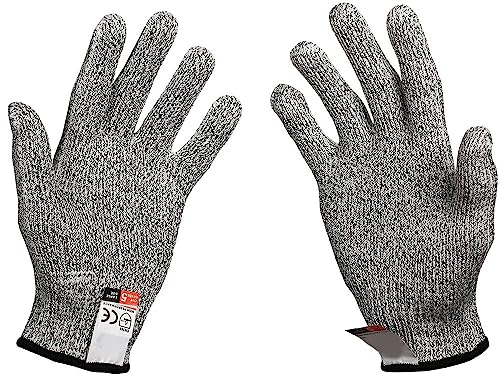Schnittfeste Handschuhe, Level 5 Anti-Schnitt-Handschuhe, HHPE-Schutz, Sicherheits-Arbeitshandschuhe für Küche, Kochen, Fleischschneiden und Holzbearbeitung, M