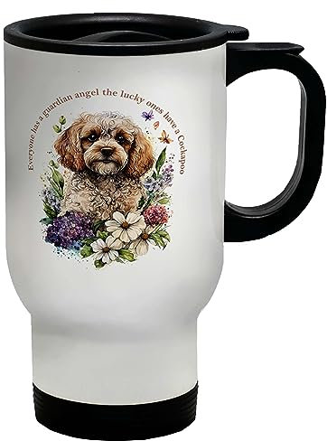 Shopagift Cockapoo Travel Mug Pet Dog Lover Guardian Angel Gift Stainless Steel 14oz Cup