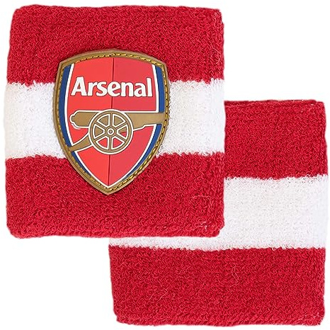 Offiziell lizenzierte Arsenal F.C. Baumwoll-Schweißbänder von Hy-Pro, 2er-Pack, Gunners-Schweißbänder, Unisex, Kinder, Erwachsene, feuchtigkeitsableitende für Fußball
