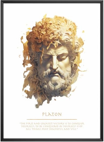 MJ-Graphics - Motivations Poster mit Platon Motivationsspruch - Bild mit Ziele & Erfolg Zitat | Wandbild Din A4 in Galerie Qualität dickes Posterpapier - FineArt Kunstdruck ohne Bilderrahmen