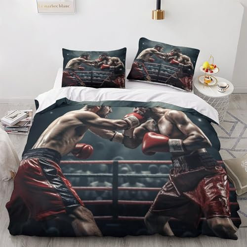 CKSEKD Boxers Bettwäsche Weich & Bügwizardrei Boxing Bettbezüge Mit Reißverschluss Bedding Set Mit Kissenbezüge Microfaser Baumwolle Erwachsene Und KinderDouble（200x200cm）