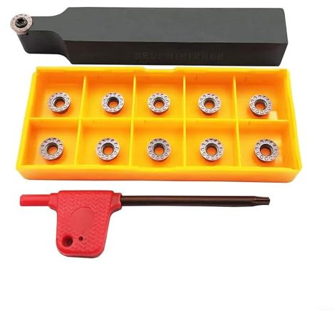 PETSTIBLE Ensemble d'outils de tournage de tour, outil de tournage en carbure de tungstène de 16 mm, porte-outil de tournage en métal, pour tournage, rainurage, filetage