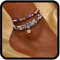 Fashband Bracelet de cheville bohème avec perles en forme d'étoile - Bijou de cheville pour femme