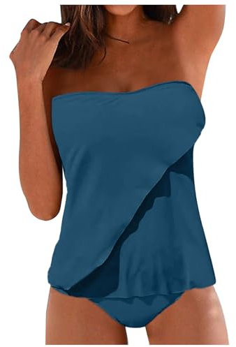 Generico Costume Da Nuoto Due Pezzi Donna, Nero Intero, Mini Rasoio Elettrico, Bikini Push Up, Copricostume Mare Elegante 50