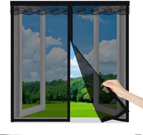 Zanzariera Finestra Magnetica, Zanzariere per Finestre 120x145cm, Zanzariera a Calamita Facile da Installare, Rete Protettiva Anti Zanzare per Finestre, Zanzariera Magnetica con Nastro Adesivo,Nero