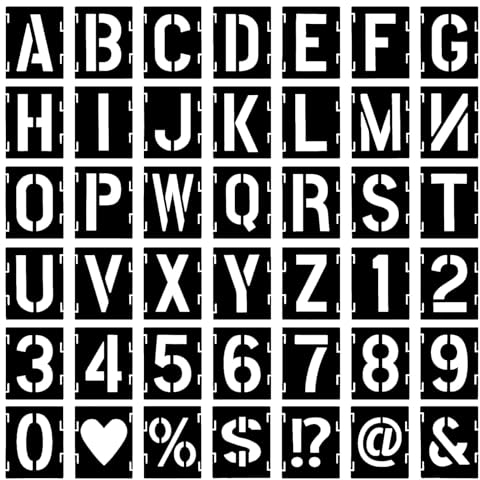 KFDDRN Stencil Lettere, 42 Pezzi Stencil Lettere Grandi, Stencil Alfabeto, Lettere adesive per Tessuto,Stencil Numeri, Lettere adesive Grandi per dipingere Fai da Te e Cake Painting Scrapbooking