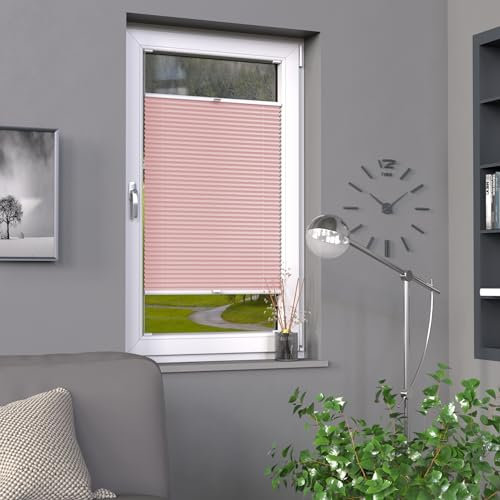 Deco-Raum Plissee auf Maß Rosa Fenster Plisseerollo Faltstore Jalousie Sonnenschutz Sichtschutz lichtdurchlässig Rollo für Fenster & Tür B:91-100 cm, H: 40-100 cm