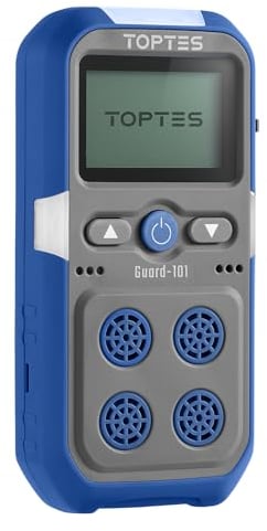 TopTes Guard-101 Gasmelder, 4 Gasmelder Für H2S, CO, LEL Und O2, Mit Vibration, Licht- Und Tonalarm, 14 Stunden Batterielaufzeit, Explosionsgeschützt, Für Arbeit Und Zuhause - Blau